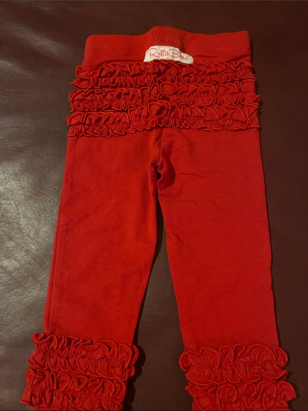 Ruffle Butts Red Ruffle-Cuff Leggings - Picture 3 of 4